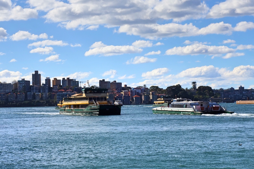 Boats heading towards Manly island from Circular Quay.